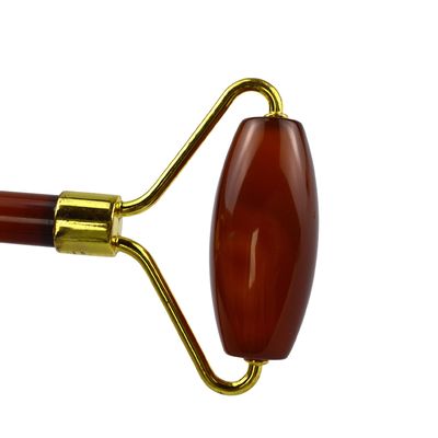 맞춤형 로고 100% 정통 천연 카넬리안 자이드 구아샤 롤러 마사지 안티 노화 얼굴 구아샤 롤러