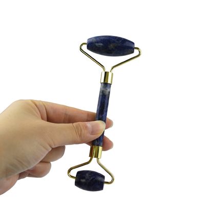 얼굴 마사지 뷰티 제품 눈 머리 마사지 블루 소다라이트 얼굴 롤러 자이드 구아샤 피부 관리 도구 사용자 지정 로고