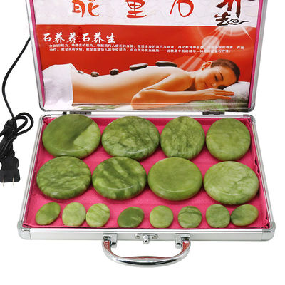 마사지 도구 오리바인 돌 마사저 돌 알루미늄 난방 상자와 함께 열 마사지 키트 건강 관리를위한 바잘트 에너지 돌