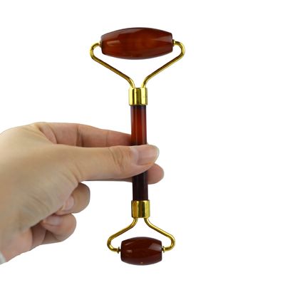 맞춤형 로고 가용 얼굴 미용 제품 100% 천연 크리스탈 레드 아가트 마사저를위한 카넬리아 콰샤 페이스 롤러