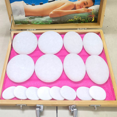 음악 기능 16pcs 하얀 자이드 에너지 돌 아름다움 마사지 히터 스파 에센셜 오일 마사지 박스 개인 건강 관리