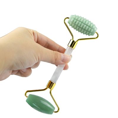 사용자 지정 로고 녹색 아벤투린 얼굴 자이드 롤러 구아 샤 도구 크리스탈 핸들 마사저 얼굴 눈 목 마사지 2024