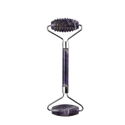100% 정품 천연 항 노화 Guasha 마사지 사용자 정의 아메티스트 데르마 얼굴 돌 공 Gua Sha 로 롤러 마사저 로고