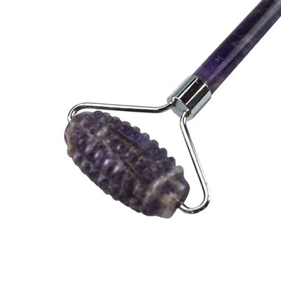 100% 정품 천연 항 노화 Guasha 마사지 사용자 정의 아메티스트 데르마 얼굴 돌 공 Gua Sha 로 롤러 마사저 로고