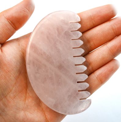 얼굴 마사저 천연 로즈 쿼츠 자이드 헤어 빗 Gua Sha 도구 자이드 두피 마사저 머리에 마사지 치료로 두피 긴장을 완화