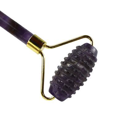 100% 정품 천연 항 노화 Guasha 마사지 사용자 정의 아메티스트 데르마 얼굴 돌 공 Gua Sha 로 롤러 마사저 로고