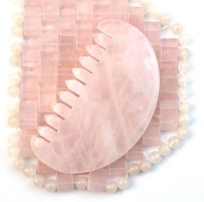 얼굴 마사저 천연 로즈 쿼츠 자이드 헤어 빗 Gua Sha 도구 자이드 두피 마사저 머리에 마사지 치료로 두피 긴장을 완화