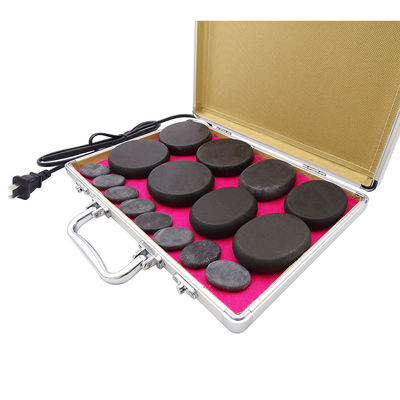 220V 110V 개인 건강 관리 알루미늄 난방 상자와 16pcs 바잘트 에너지 돌과 함께 뜨거운 마사지 돌 세트