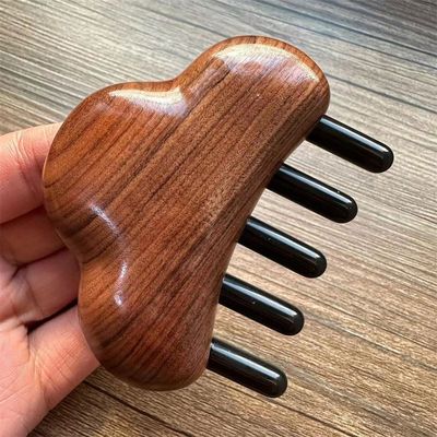 몸 마사지 및 머리카락 성장 로즈우드 마사지 머리의 빗자루 구아 샤 8.5*7.5*2.3cm