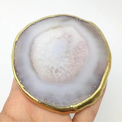 지역 특징 아가트 코스터 회색 조각 닦은 크리스탈 천연 보석 꽃 냄비 조각 민속 예술 조각