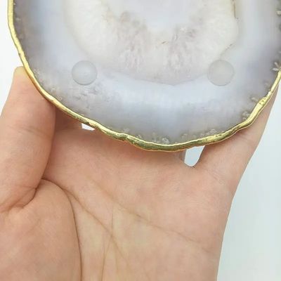 지역 특징 아가트 코스터 회색 조각 닦은 크리스탈 천연 보석 꽃 냄비 조각 민속 예술 조각