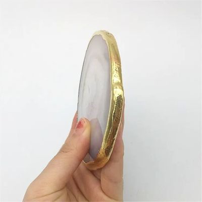 지역 특징 아가트 코스터 회색 조각 닦은 크리스탈 천연 보석 꽃 냄비 조각 민속 예술 조각