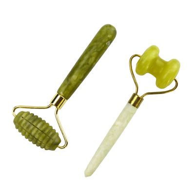 얼굴 마사저 Xiuyan Jade Double Head 자연 얼굴 미용 마사지 도구 Jade Roller Face Thin 마사저 휴식 도구