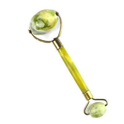 사용자 지정 로고 100% 천연 Xiuyan Jade 얼굴 Guasha 롤러 녹색 Jade 얼굴 Gua Sha 마사저 돌 피부 관리
