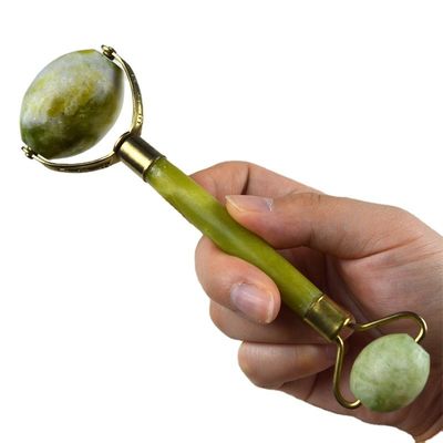 사용자 지정 로고 100% 천연 Xiuyan Jade 얼굴 Guasha 롤러 녹색 Jade 얼굴 Gua Sha 마사저 돌 피부 관리