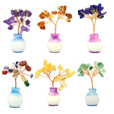화려한 보석 칩  Brass Wired Lucky Fortune Tree with Chakra Healing Stones 당신의 가정 장식과 장식을 향상시킵니다
