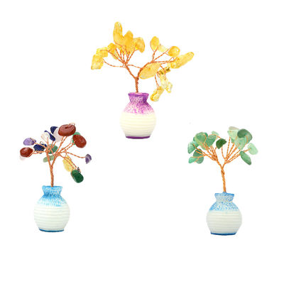 화려한 보석 칩  Brass Wired Lucky Fortune Tree with Chakra Healing Stones 당신의 가정 장식과 장식을 향상시킵니다