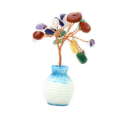 화려한 보석 칩  Brass Wired Lucky Fortune Tree with Chakra Healing Stones 당신의 가정 장식과 장식을 향상시킵니다