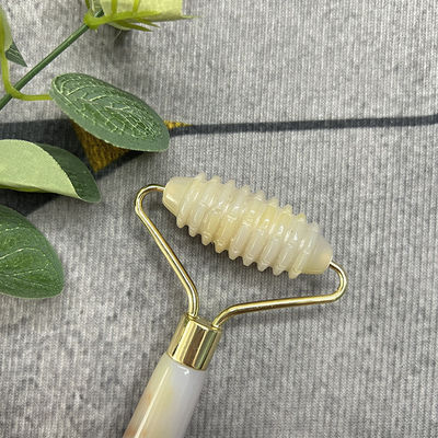 고객 로고 100% 천연 회색 아가트 롤러 자데이트 크리스탈 뷰티 컨테이너 마사지 스틱 얼굴 건강 관리 장비