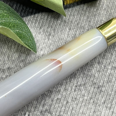고객 로고 100% 천연 회색 아가트 롤러 자데이트 크리스탈 뷰티 컨테이너 마사지 스틱 얼굴 건강 관리 장비
