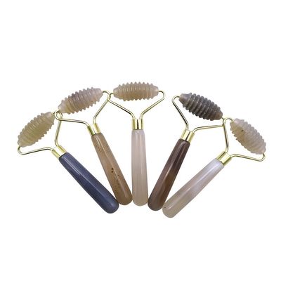 마사지 망치 회색 아가트 스파이크 된 자이드 롤러 천연 항 노화 얼굴 마사지 치료 눈 가방 항 노화 마사지 도구