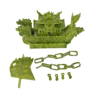 제작된 28cm 중국어 행운의 장식 자이드 스톤 제작 드래곤 보트 장식 / 선물
