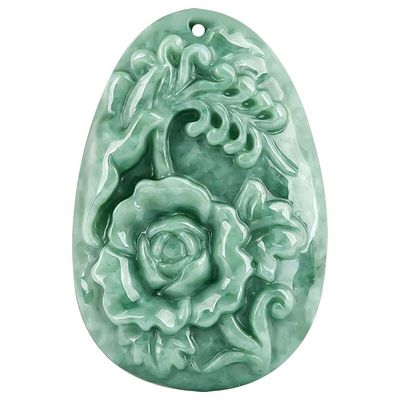 Jadeite Peony Flower Magpie Pendant Jade Sweater Chain Stunning Art 남녀노소 누구나 즐길 수 있는 컬렉션