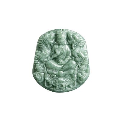 천연 자이드 조각 9 용 Guan Yin Pendant 목걸이 보석 컬렉션에 독특한 추가