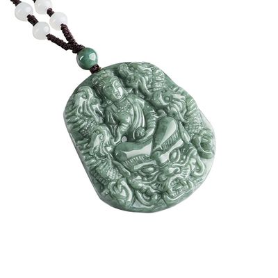 천연 자이드 조각 9 용 Guan Yin Pendant 목걸이 보석 컬렉션에 독특한 추가
