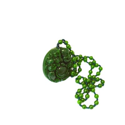 미술품 수집품 녹색 자이드 부처 구아닌 크리스탈 진주 로프 체인 앙상더 목걸이 남성 여성