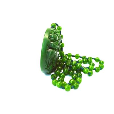 미술품 수집품 녹색 자이드 부처 구아닌 크리스탈 진주 로프 체인 앙상더 목걸이 남성 여성