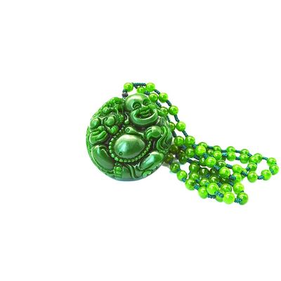 미술품 수집품 녹색 자이드 부처 구아닌 크리스탈 진주 로프 체인 앙상더 목걸이 남성 여성