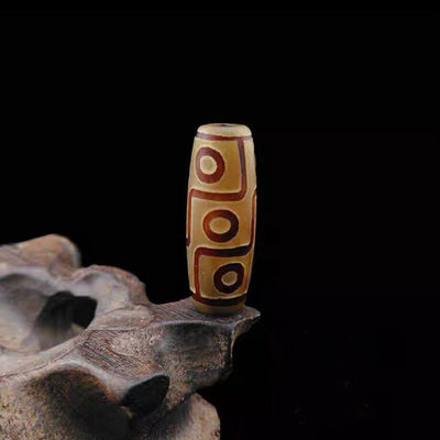 테크니크 닦은 천연 느슨 보석 티베트 9눈 Dzi 진주 40mm 아가트 배럴 진주 보석