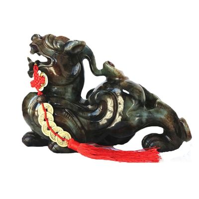 쿼츠 크리스탈 자이드 픽시우 녹색 동상 집 선물 20cm 보석 펑슈이 조각 조각 조각상 조각 집 장식 사랑