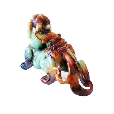 맞춤형 모양 손 조각 22cm Jade Pixiu 용 녹색 동상 행운과 악의 보석 포함