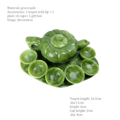 중국 전통 수공예 자이드 차 냄비 세트 6 컵과 1 자이드 플레이트 한정판 보석 컬렉션