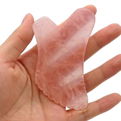 사용자 지정 로고 자연적 로즈 쿼츠 구아 샤 신체 마사지 도구 자체 피부 관리 및 얼굴 건강