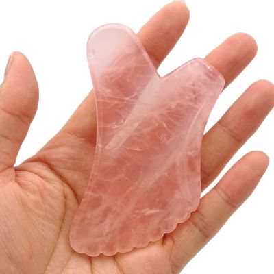 사용자 지정 로고 자연적 로즈 쿼츠 구아 샤 신체 마사지 도구 자체 피부 관리 및 얼굴 건강