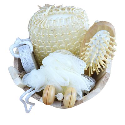 몸 마사저 세트 바구니 목욕탕 퓨미스 스톤 얼굴 마사저 샴푸 Comb 화장실 스펀지 및 샤워 푸프와 함께 5 조각
