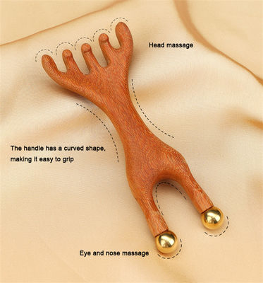 붉은 사슴 뿔 모양 구리 두피 Meridian 마사저 머리 Gua Sha 마사지 빗자루