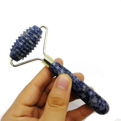 얼굴 마사지 기술 닦은 천연 블루 포인트 스톤 단일 머리 스파이크 된 자이드 롤러 기술로 노화 방지