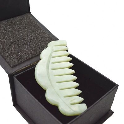 천연 자이드 스톤 헤어 빗 머리 Gua Sha 마사지 빗 메리디언 클리어링 특성을 가진 마사저 그림 완벽