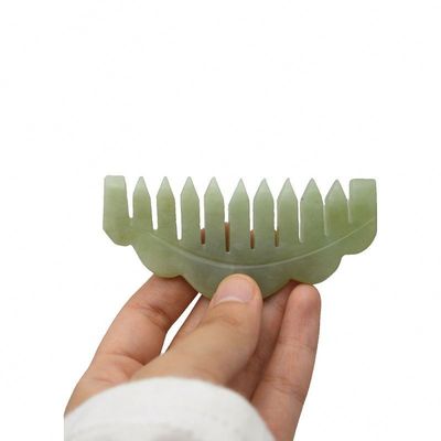 천연 자이드 스톤 헤어 빗 머리 Gua Sha 마사지 빗 메리디언 클리어링 특성을 가진 마사저 그림 완벽