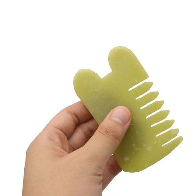 신체 건강 마사지 천연 쑤양 자이드 스톤 긁기 Guasha Comb 머리 얼굴 두피 Gua Sha 머리의 붓 도구