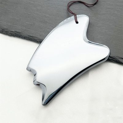 천연판 테라헤르츠 구아 샤 얼굴 마사지 도구 은 심장 모양 마사지 스크래핑 및 트리거 포인트 치료