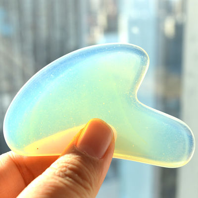 맞춤형 로고 사용 가능 2024 심장 모양 Opalite Gua Sha 마사지 도구 몸 자체 피부 관리 스파 얼굴 리프팅 아름다움