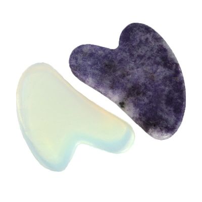 맞춤형 로고 사용 가능 2024 심장 모양 Opalite Gua Sha 마사지 도구 몸 자체 피부 관리 스파 얼굴 리프팅 아름다움