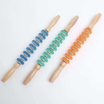 맞춤형 로고 가용 9 바퀴 PVC 롤러 마사지 스틱 신체 건강 관리 및 Meridian Dredging