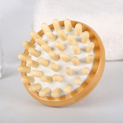 갈색 버섯 모양 대나무 구아 샤 두피 마사지 에어백 빗 목재 구아샤 도구 머리 휴식 마사지 머리 건강 관리 뷰티 브러쉬