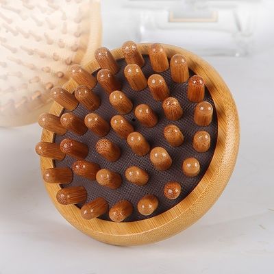 갈색 버섯 모양 대나무 구아 샤 두피 마사지 에어백 빗 목재 구아샤 도구 머리 휴식 마사지 머리 건강 관리 뷰티 브러쉬
